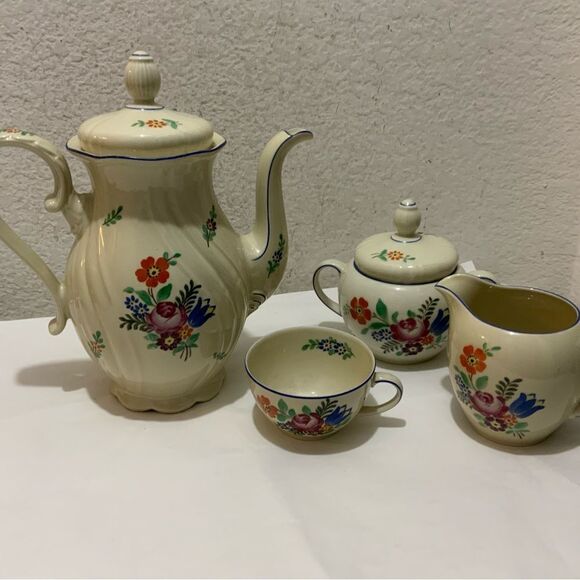 Seltmann Weiden Old Bavaria Porcelain Tea Set Hand Painted Folk Art (7 pcs) - Picture 4 of 16
